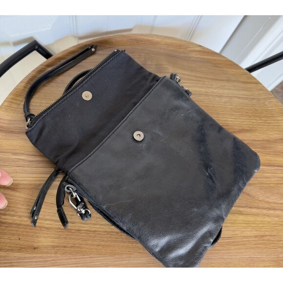 THE SAK Flap Small Messenger Black Leather Crossbody Handbag Boho Studded Biker - Picture 11 of 17